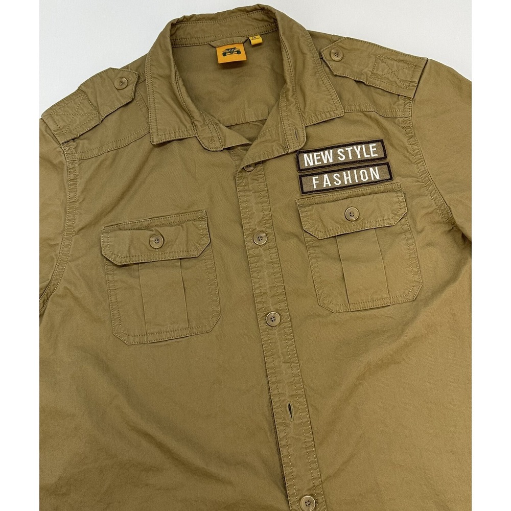 New Style Fashion Military Style Short Strap Pocket Brown Womens XLarge patches